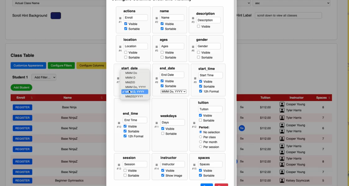 Building a Custom Class Table - Video